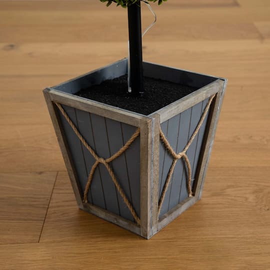 4ft. LED UV Resistant Triple Ball Boxwood Topiary in Decorative Planter